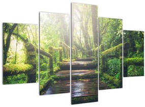 Tablou - trepte din lemn în pădure (150x105 cm)