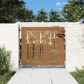 vidaXL Poartă de grădină 85x75 cm, oțel corten, design bambus