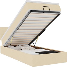 vidaXL Pat otoman cu saltea crem 100x200 cm stofa