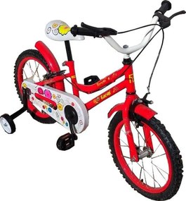 Bicicleta pentru copii NOVOKIDS My first Bike, roti 16" inch, maxim 35 kg, cadru din otel, roti ajutatoare, ghidon reglabil pe inaltime, Rosu