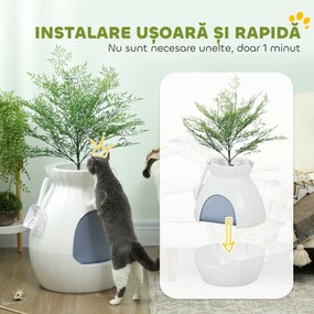 PawHut Ladă de Gunoi Anti-Miros pentru Pisici în Formă de Vas din ABS și Oțel Inoxidabil Alb | Aosom Romania