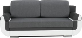 Canapea, piele ecologică alba+gri/material textil gri, KARDYN