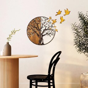 Accesoriu decorativ de perete din lemn Tree And Birds - 322-A