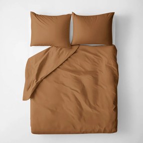 Goldea lenjerie de pat din 100% bumbac - maro scorțișoară 140 x 220 și 50 x 70 cm