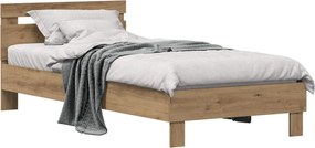 vidaXL Cadru de pat Stejar Artizanal 75 x 190 cm Lemn compozit