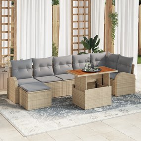 vidaXL Set de canapele pentru grădină 8 pcs bej și gri deschis