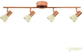 Lustra moderna cu 4 spoturi LED, finisaj cupru, L-76cm, GLOSSY 2 94739 EL