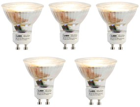 Set de 5 becuri LED GU10 reglabile în 3 trepte Kelvin 3W 180lm 2000K-2700K