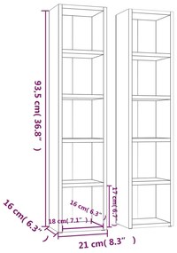 Dulapuri CD-uri, 2 buc. alb stejar Sonoma, 21x16x93,5 cm, PAL 2, alb si stejar sonoma