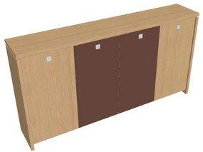 Dulap mediu pentru haine Verno 248 x 46 x 130 cm, uși combinate, stejar deschis / maro