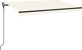 vidaXL Copertină retractabilă manual cu LED, crem, 450x300 cm