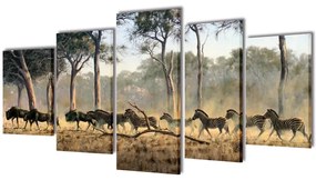 Set tablouri imprimate de panza Zebre 200 x 100 cm 200 x 100 cm, Zebra
