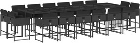 vidaXL Set mobilier de grădină cu perne, 17 piese, negru, poliratan