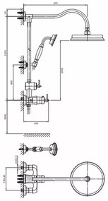 Coloana de dus cu baterie termostatata auriu Omnires Armance