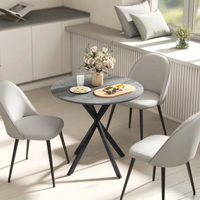 HOMCOM Masă rotundă de bucătărie, 80 cm, blat compact, PAL, metal, Gri | Aosom Romania