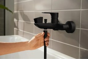 Baterie cada, Hansgrohe Rebris E, negru mat, 72450670