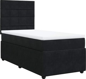 vidaXL Pat box spring cu saltea, negru, 80x200 cm, catifea