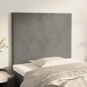 vidaXL Tăblii de pat, 2 buc, gri deschis, 80x5x78/88 cm, catifea