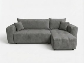 Canapea colt extensibila SORELA gri inchis, cu colt bilateral + 2 perne CADOU