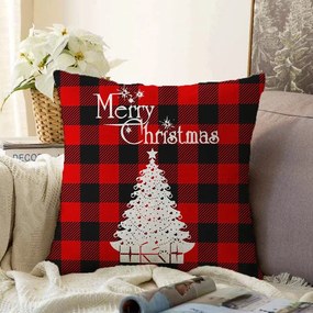 Față de pernă din chenille cu model de Crăciun Minimalist Cushion Covers Christmas Tartan, 55 x 55 cm