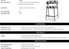 Scaun bar design LUX Counter Stool Folsom, Brooklyn black