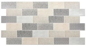 Panou decorativ, PVC, model textil 3D, nuante gri pastel, 96x48.5cm