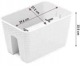 Ghiveci decorativ de flori, dreptunghiular, pentru balustrade, maro, 39.6x27.2x22.5 cm, Ratolla Rail