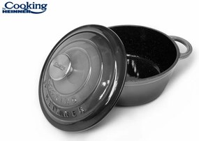 Oală din fontă emailată cu capac 28x13 cm, 6L – Cooking by Heinner, Marble Grey HR-ZVC-S28, păstrează căldura și aromele