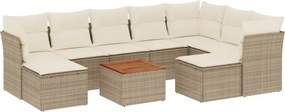 vidaXL Set canapele de grădină cu perne, 10 piese, bej, poliratan