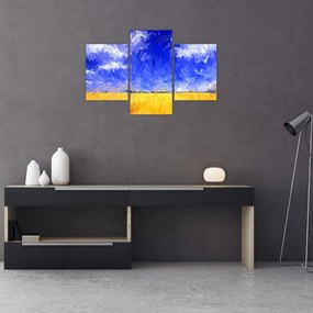 Tablou - Pictură în ulei, câmp auriu (90x60 cm)