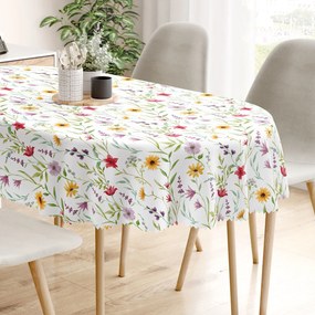 Goldea față de masă teflonată - flori colorate de primăvară - ovală 140 x 280 cm
