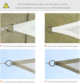 Outsunny Cort Parasolar Triunghiular, Protecție UV, Perfect pentru Spații Exterioare, Crem, 6x6x6m | Aosom Romania
