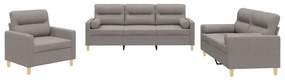 3201559 vidaXL Set de canapele cu perne, 3 piese, gri taupe, textil