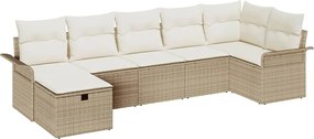 vidaXL Set de canapele pentru grădină 7 pcs Bej și crem poliratan