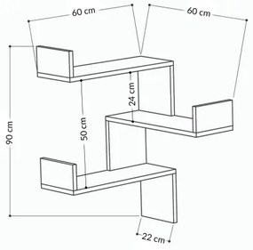 Etajeră de colț LUKSA 90x60 cm maro