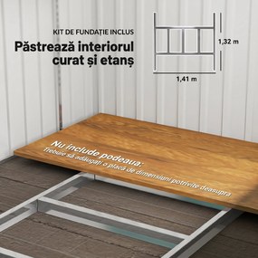 Outsunny Magazie Grădină din Oțel, Ușă Glisantă, pentru Căsuță de Unelte, Căsuță de Grădină, 154x206.5x160/181 cm, Albă | Aosom Romania