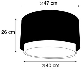 Abajur din material textil negru 40/47/26 cu interior auriu