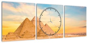 Tablou cu piramidele din Egipt (cu ceas) (90x30 cm)