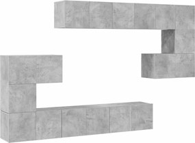 vidaXL Set de dulapuri TV, 10 piese, gri beton, lemn prelucrat