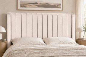 Pat tapițat din catifea Aurelia Simple 200×200 cm, crem, cu ladă de depozitare