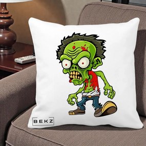 Perna Decorativa Zombie Halloween, 40x40 cm, Alba Mata, Husa Detasabila, Perna Inclusa, BEKZ®