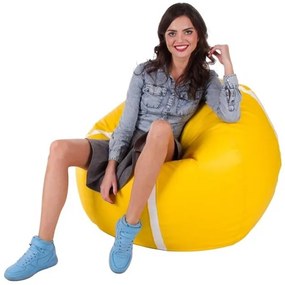 Fotoliu puf Tenis XXXL (Galben + Alb). 1054541