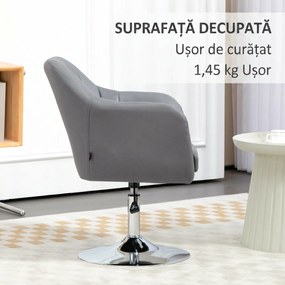 HOMCOM Scaun de birou pivotant la 360° cu Inaltime Reglabila din Material Respirabil, cu Perna, 60x60x79-91 cm, Gri | Aosom Romania