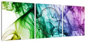Tablou - fum colorat (cu ceas) (90x30 cm)