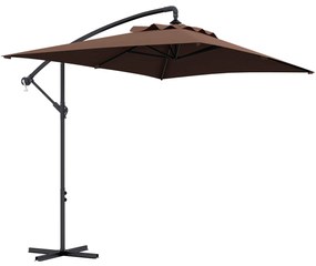 Outsunny Umbrelă Suspendată cu Orificii de Ventilaţie, Bază în Cruce şi Manivelă, 3x2 m, Maro | Aosom Romania