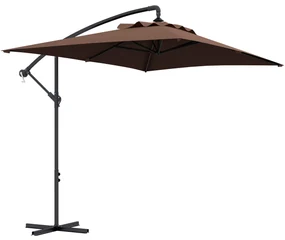 Outsunny Umbrelă Suspendată cu Orificii de Ventilaţie, Bază în Cruce şi Manivelă, 3x2 m, Maro | Aosom Romania