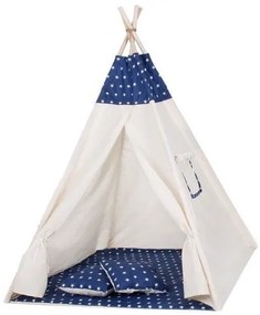 Cort de joaca pentru copii, stil indian​​​​​​​, bleumarin cu stele, 120x100x160 cm, Springos