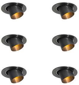 Set de 6 spoturi încastrate Gunmetal GU10 35mm Rotunde Înclinabile - Installa