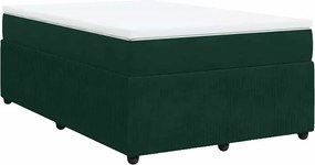 vidaXL Pat box spring cu saltea, verde închis, 120x200 cm, catifea