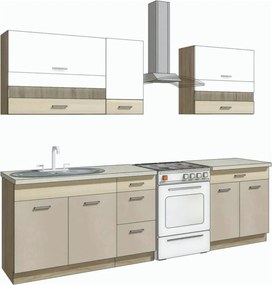 Set bucatarie PREMIO B, carcasa stejar sonoma/fronturi cappuccino si a